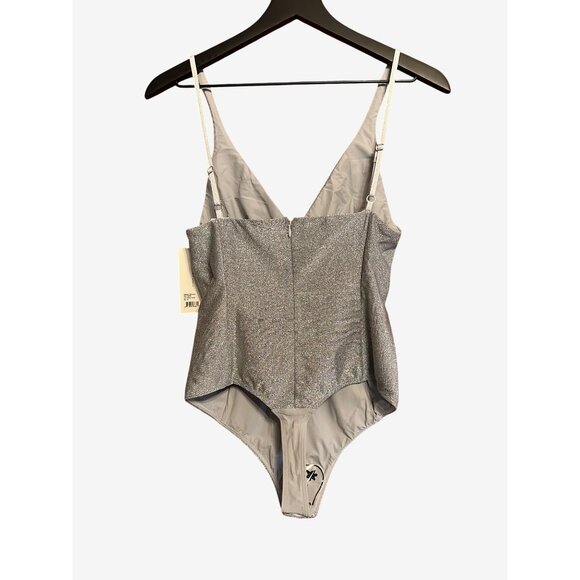 Alix Nyc Silver Glitter Bodysuit With Adjustable Straps Womens Small New $118 - Picture 4 of 11